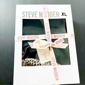 STEVE MADDEN black slippers & animal print eye mask GIFT SET New in Box 🎄🎁 NWT